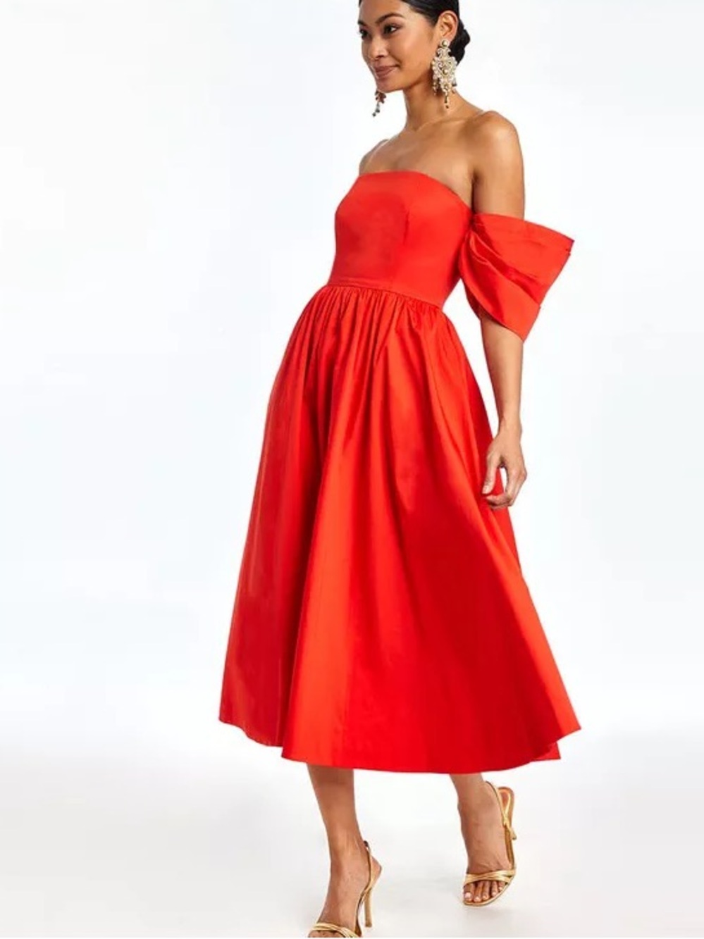EUC Mestiza New York Red Off Shoulder Odette Midi Dress 6
